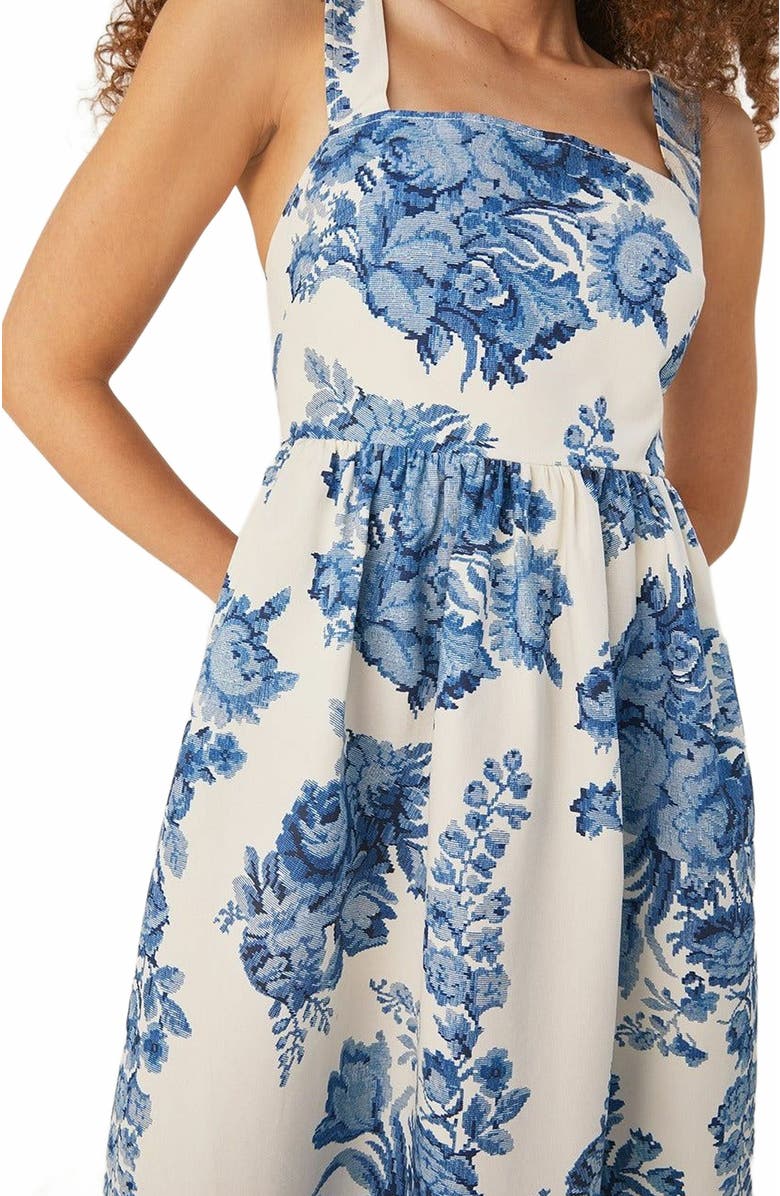 Rebecca Taylor Rosarium Fleur Midi Dress, Alternate, color, Delft Combo