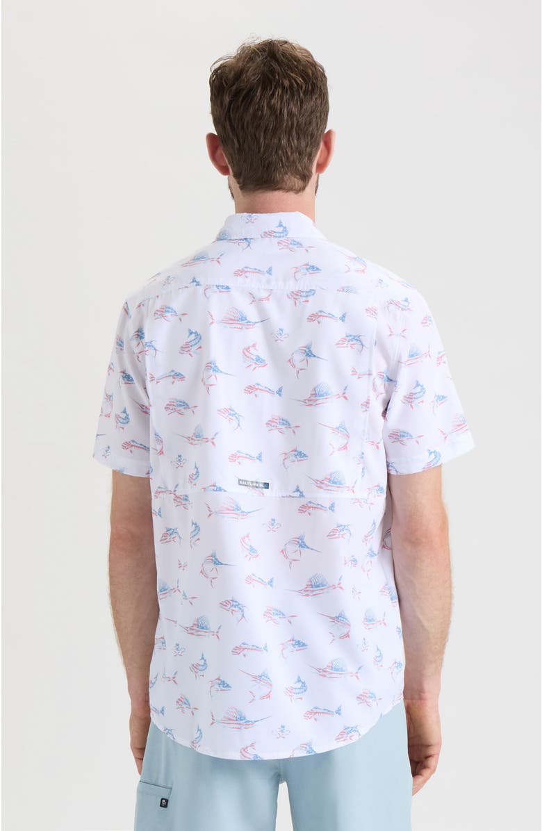 Salt Life Fish N' Bones Americana Woven Short Sleeve Shirt, Alternate, color, White
