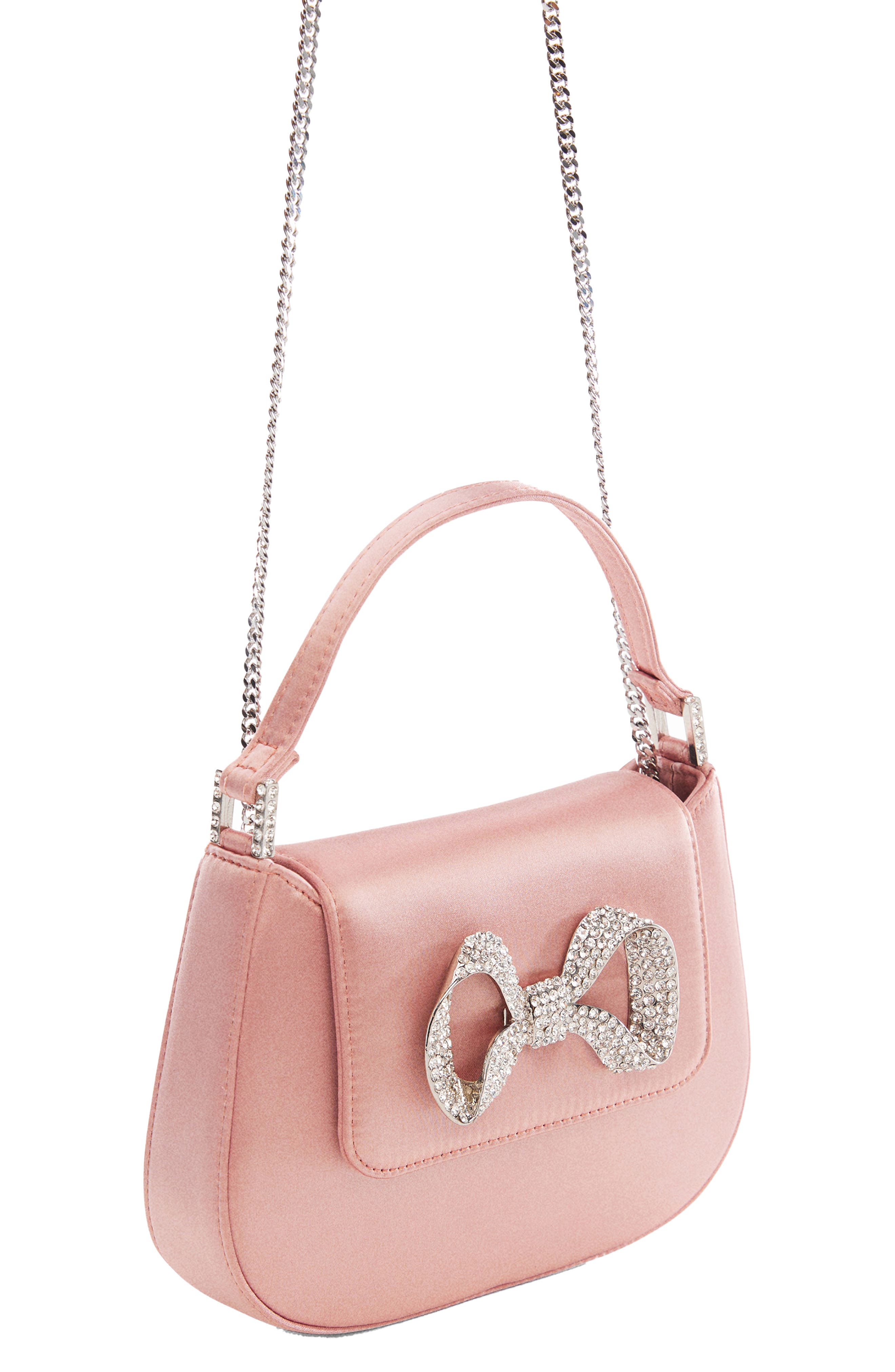 MANGO Rhinestone Bow Top Handle Bag, Alternate, color, 