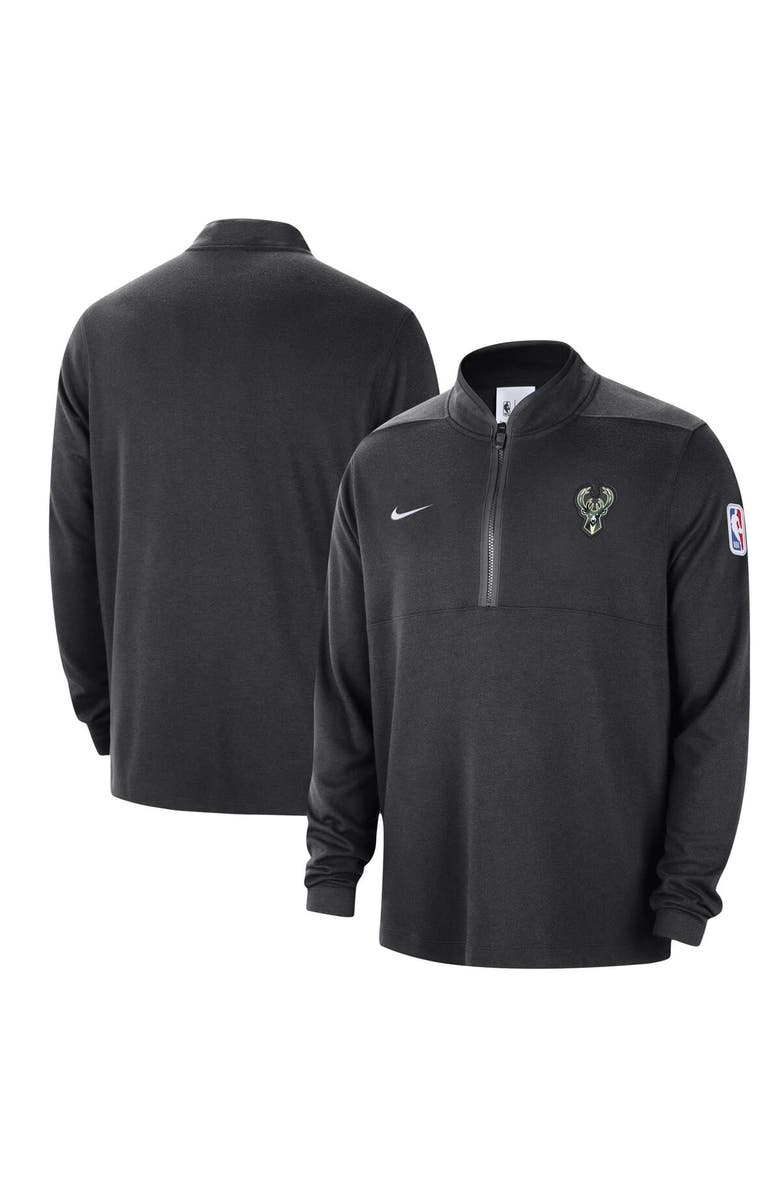Nike Men's Nike Black Milwaukee Bucks Authentic Performance Half-Zip Jacket, Main, color, Black