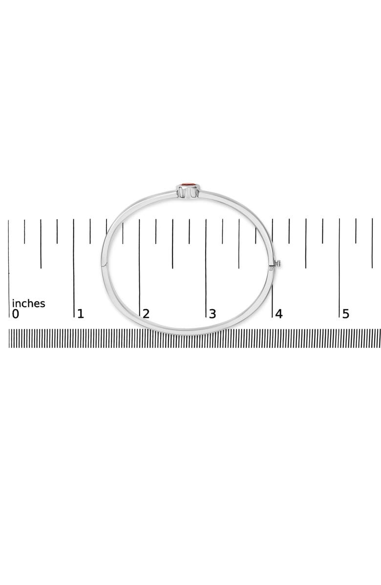 Haus of Brilliance .925 Sterling Silver 7X7MM Created Red Ruby Solitaire Bangle Bracelet - 7 Inches, Alternate, color, White