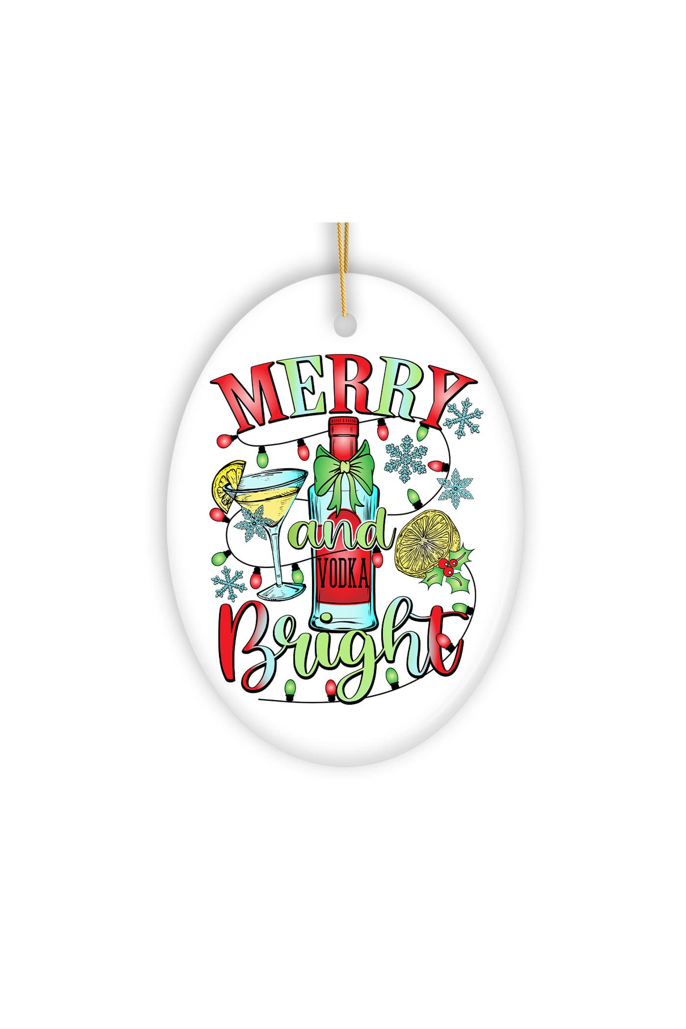 OrnamentallyYou Merry And Bright Vodka Cocktail Ceramic Ornament ...
