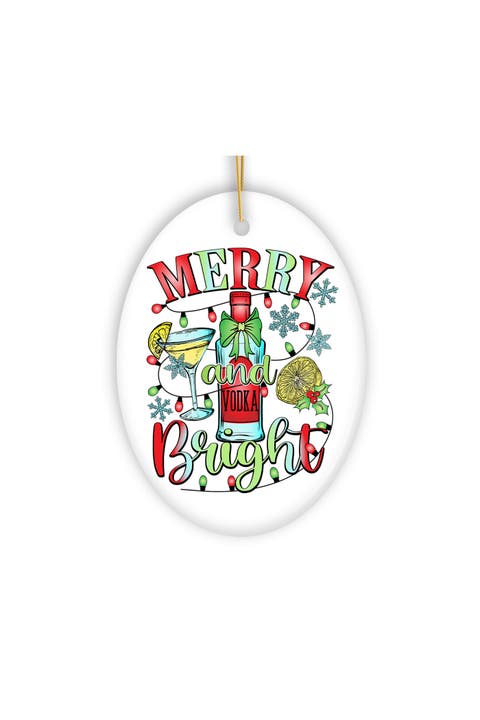 Merry And Bright Vodka Cocktail Ceramic Ornament