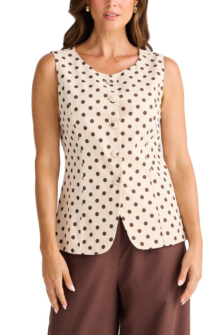 Eden Polka Dot Cotton Vest, Alternate, color, CHOCOLATE POLKA DOT