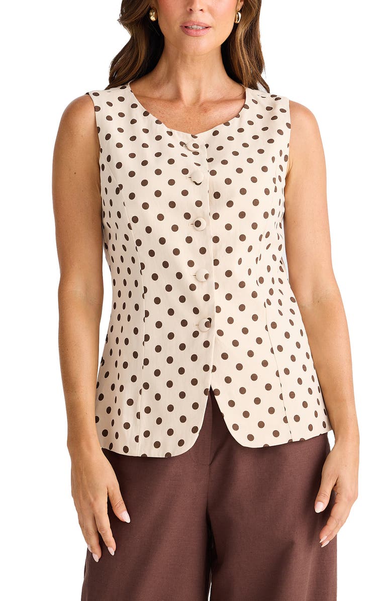 Brave+True Eden Polka Dot Cotton Vest, Alternate, color, Chocolate Polka Dot