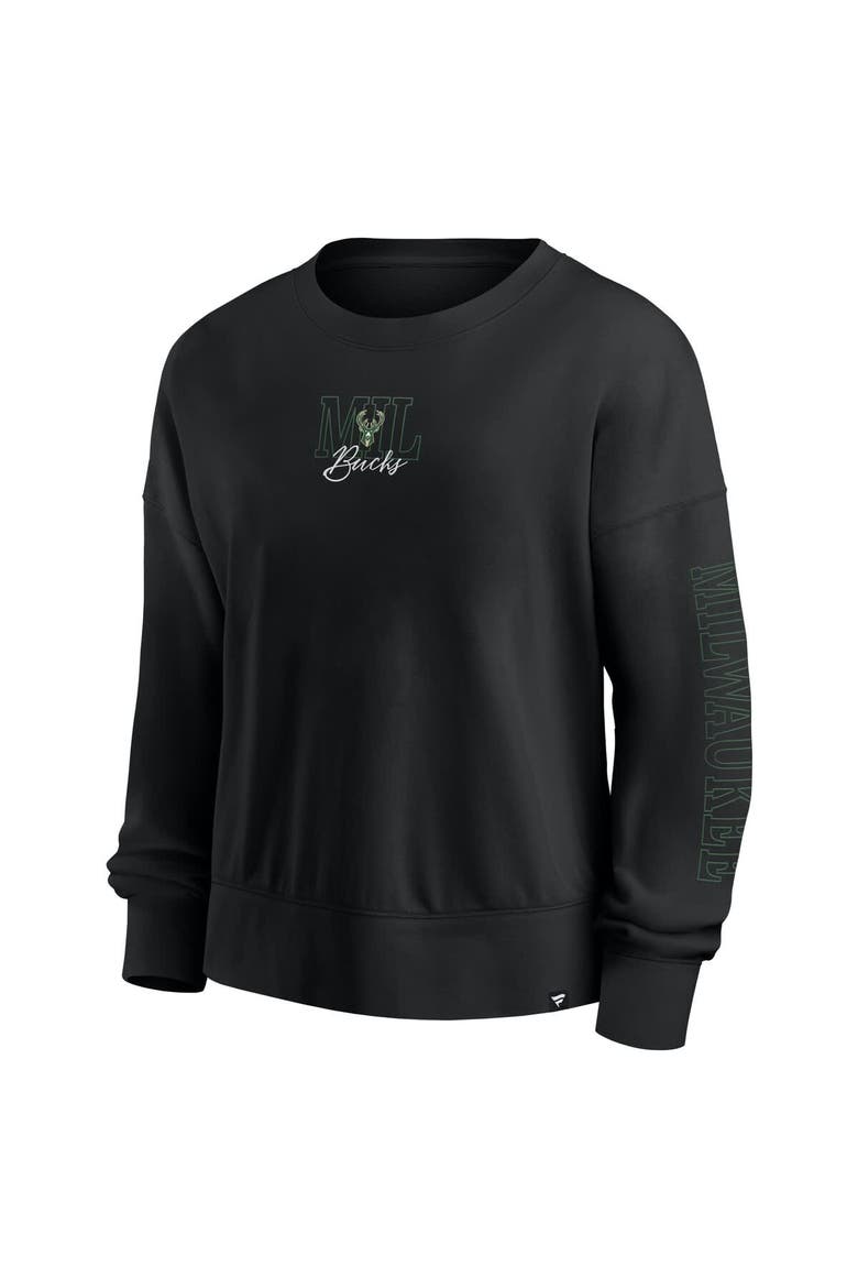 Black Milwaukee Bucks Oversized Game Day Pullover Sweatshirt, Alternate, color, Black