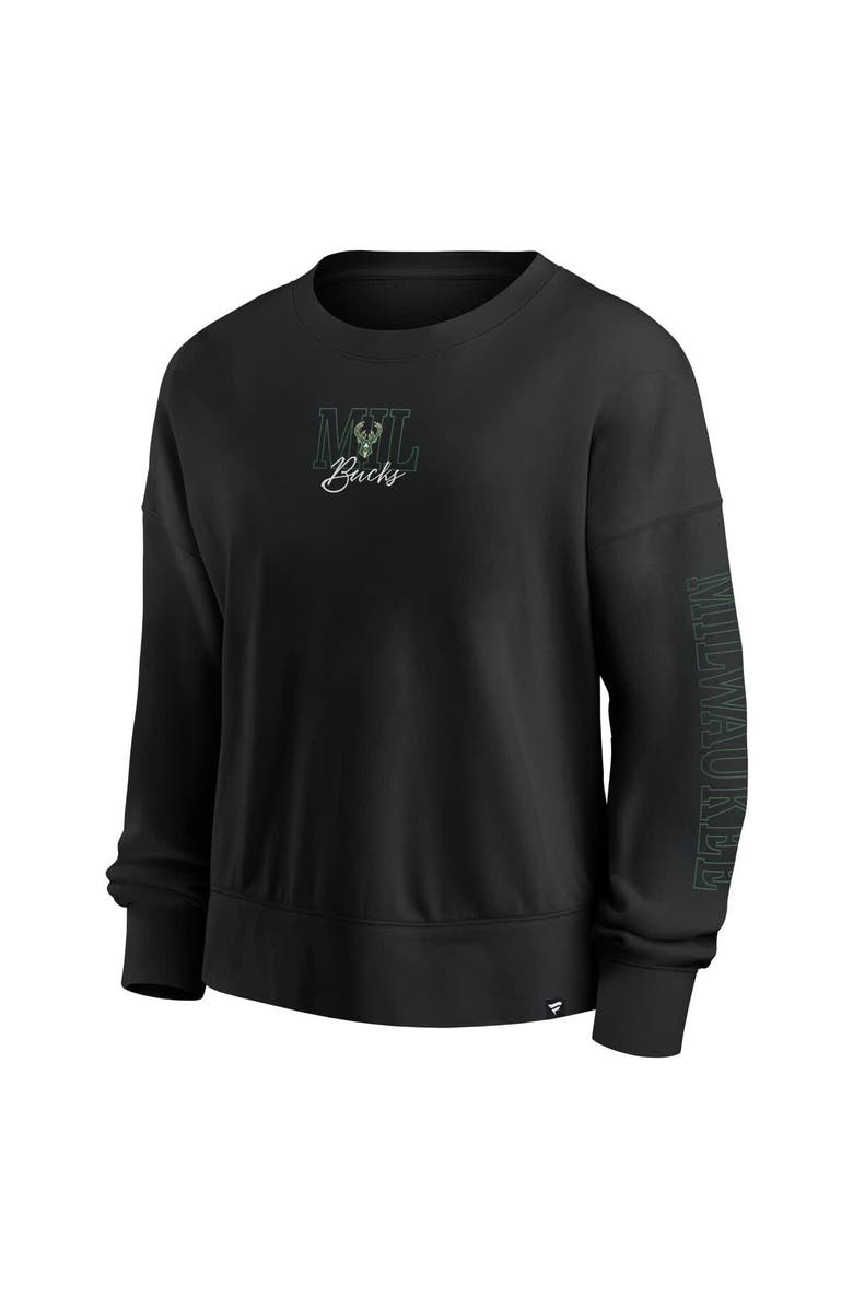 FANATICS Black Milwaukee Bucks Oversized Game Day Pullover Sweatshirt, Alternate, color, Black