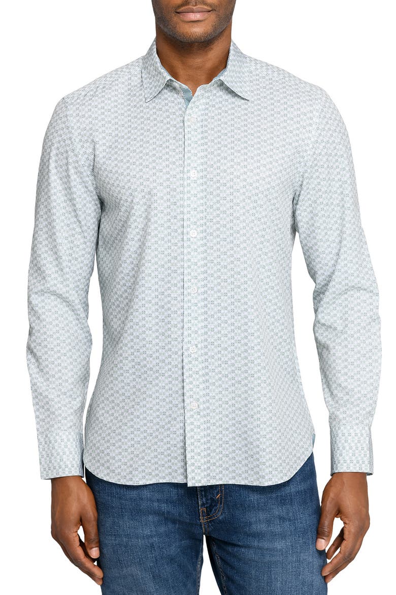 Circle Duo Woven Long Sleeve Basic, Main, color, WHITE/GREEN