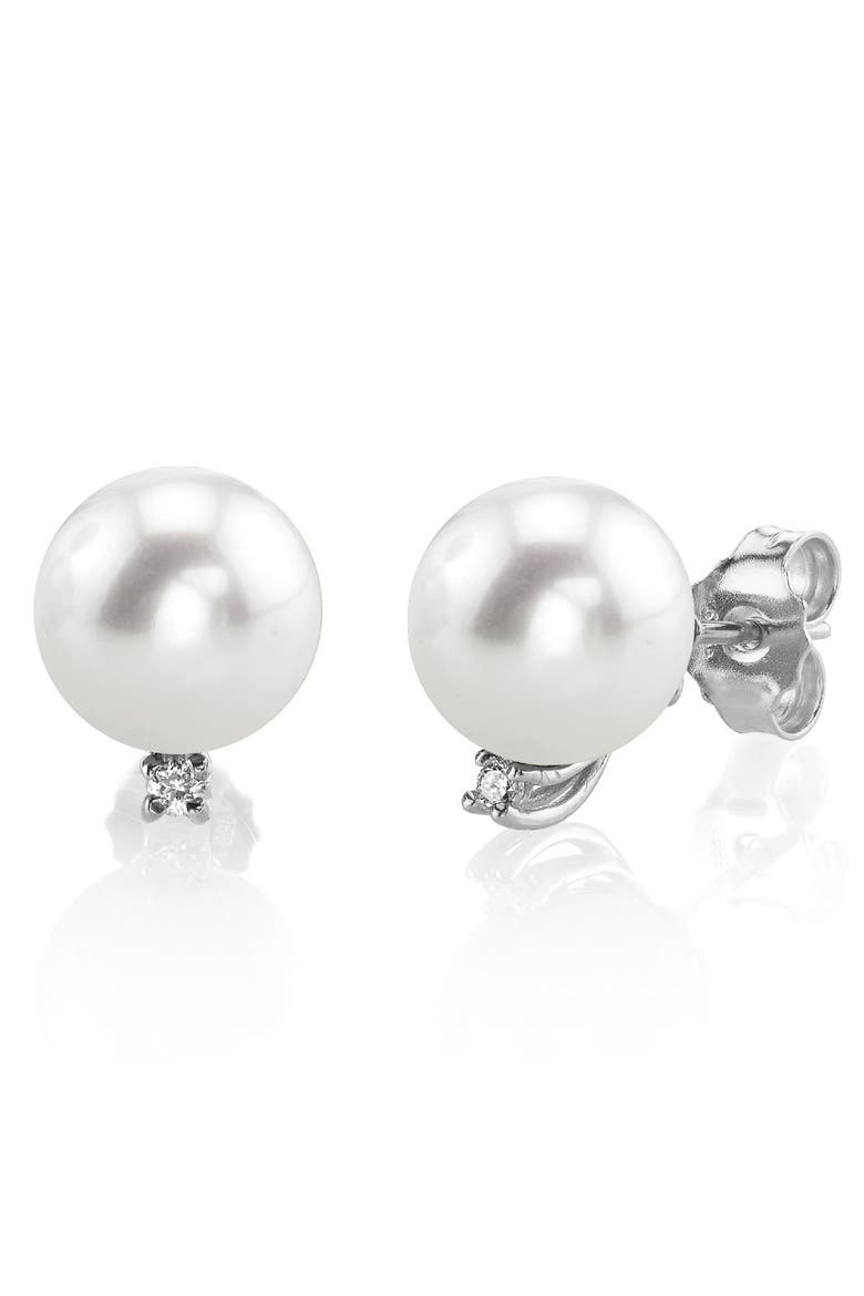 Freshwater Pearl & Diamond Sasha Earrings, Main, color, White Gold