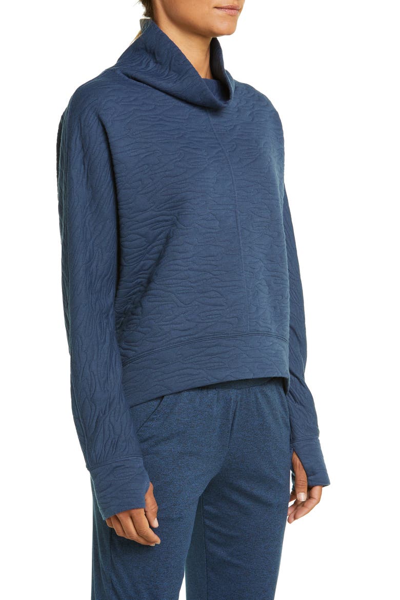 Carey Quilted Funnel Neck Pullover, Alternate, color, NAVY DENIM