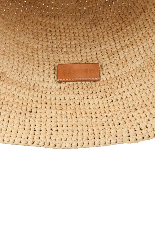 Sandro Bob Raffia Crochet Bucket Hat In Brown