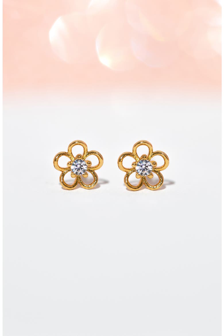 Teeny Tiny Flower Stud Earrings, Alternate, color, GOLD