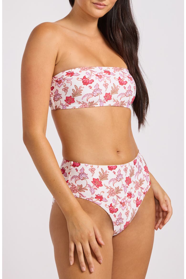 Floral High Waist Bikini Bottoms, Alternate, color, ECRU