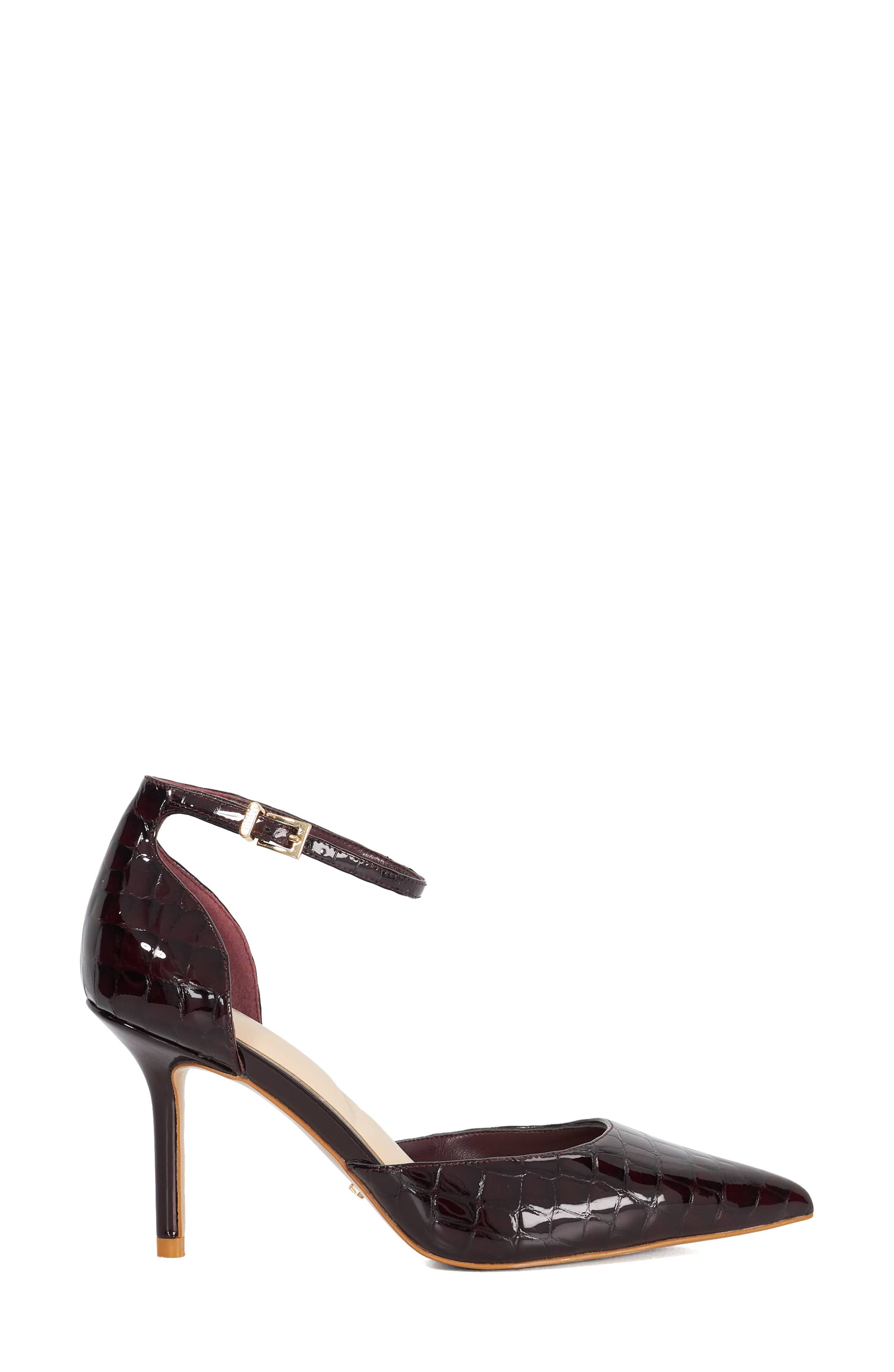 Calmness Ankle Strap Pointed Toe Pump, Alternate, color, BURGUNDY