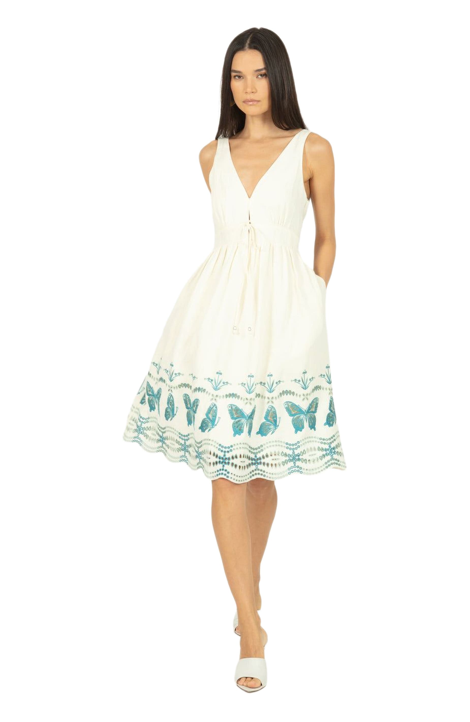 selected CRÈME & MULTI BLUE EMBROIDERY