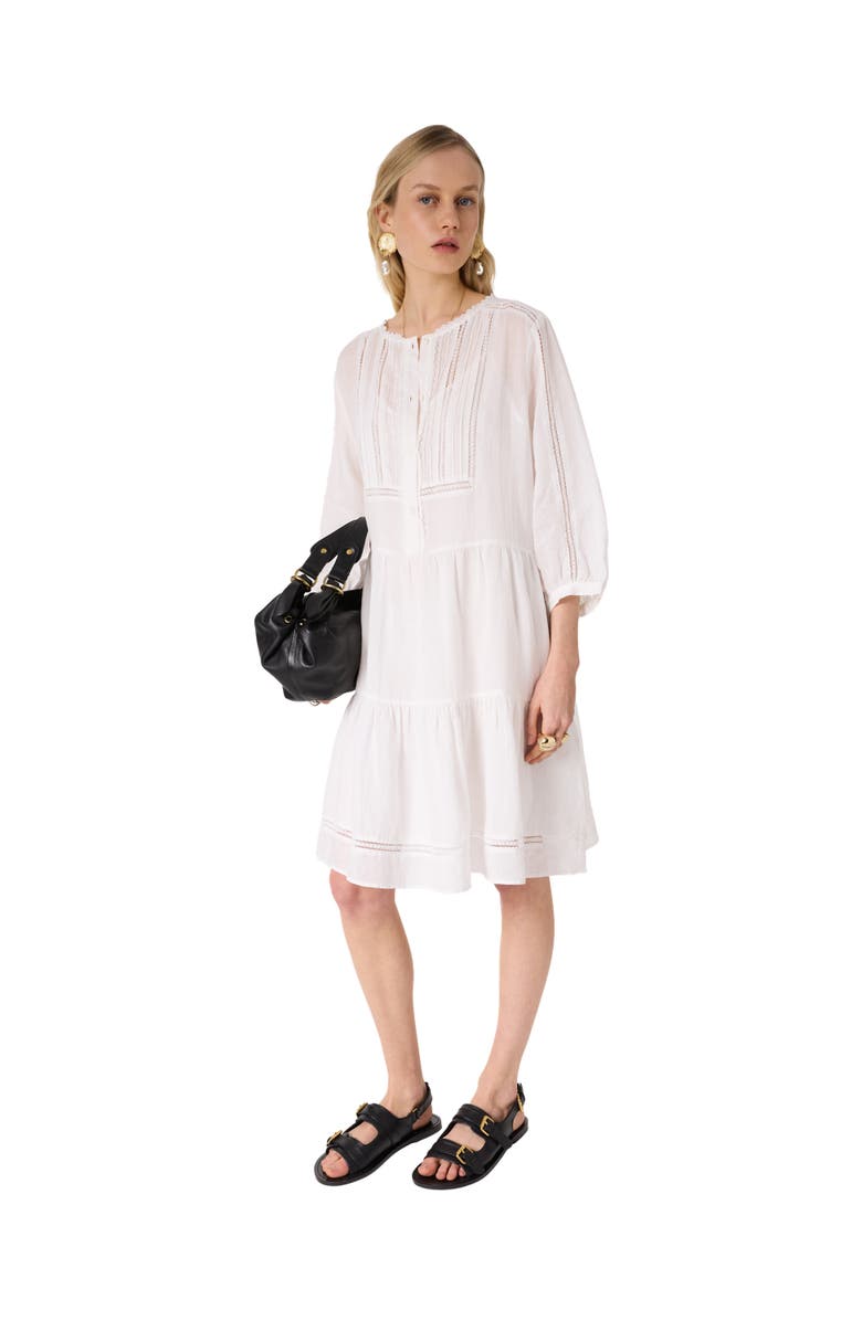 GERARD DAREL Pintuck Tiered Midi Lace Dress, Alternate, color, Ecru