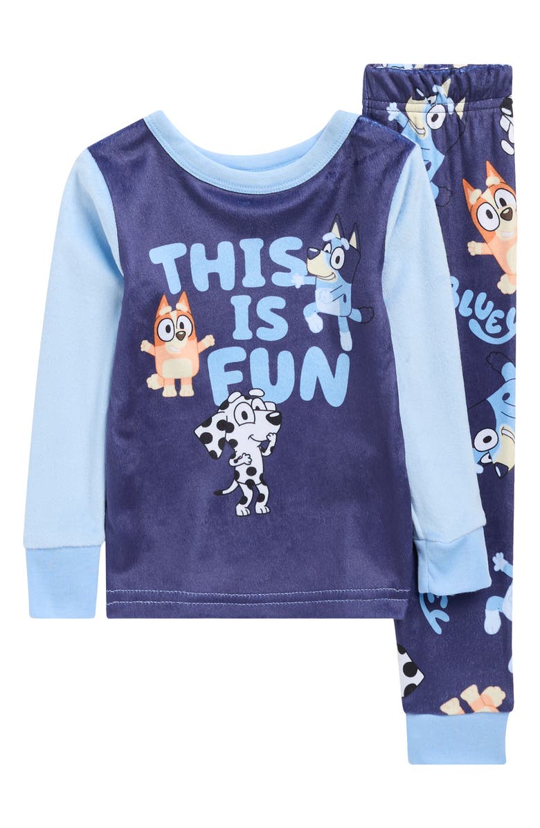 AME Kids' Bluey This is Fun Long Sleeve Pajamas, Main, color, Blue