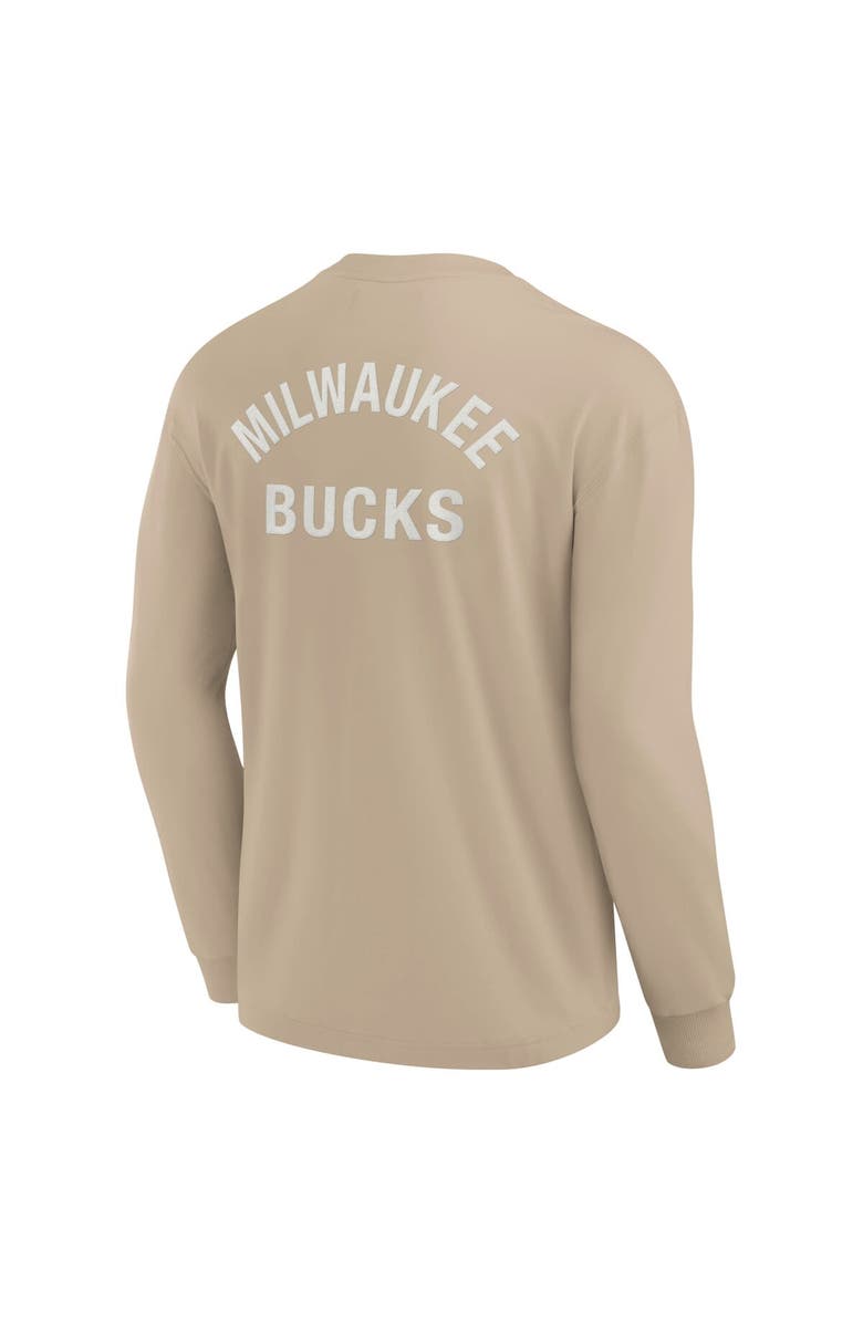 Fanatics Signature Unisex Fanatics Signature Khaki Milwaukee Bucks Elements Super Soft Long Sleeve T-Shirt, Alternate, color, Khaki
