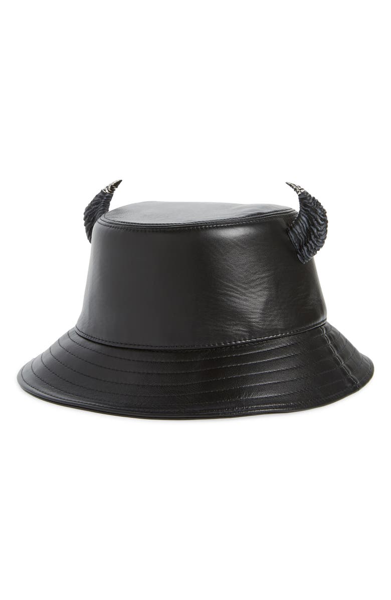 Givenchy Leather Bucket Hat with Horns, Main, color,