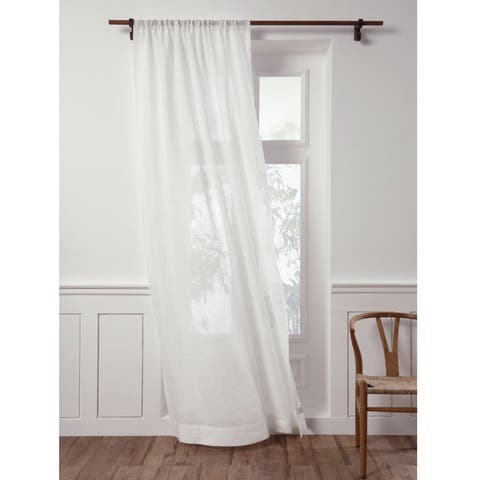 Linen Sheer Curtain with Light Filtering Rod Pocket Curtain for Living Room, Bedroom