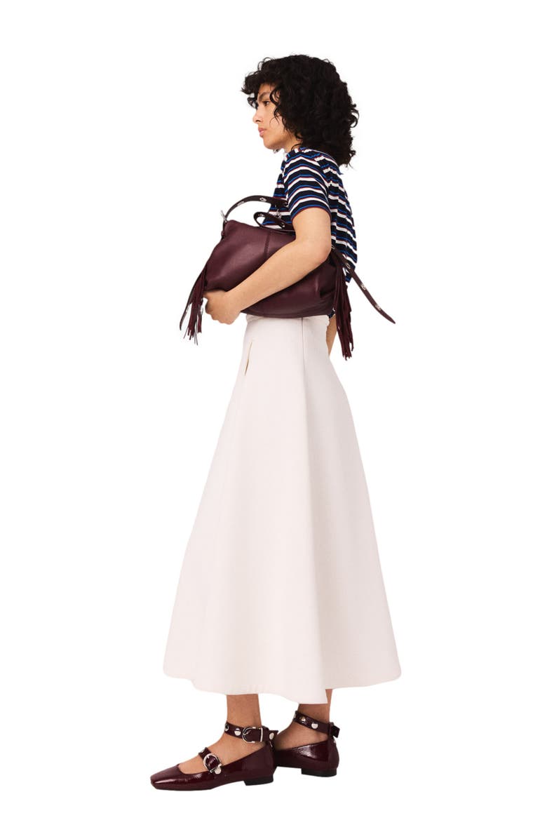 maje Heavy crepe skirt, Alternate, color, White