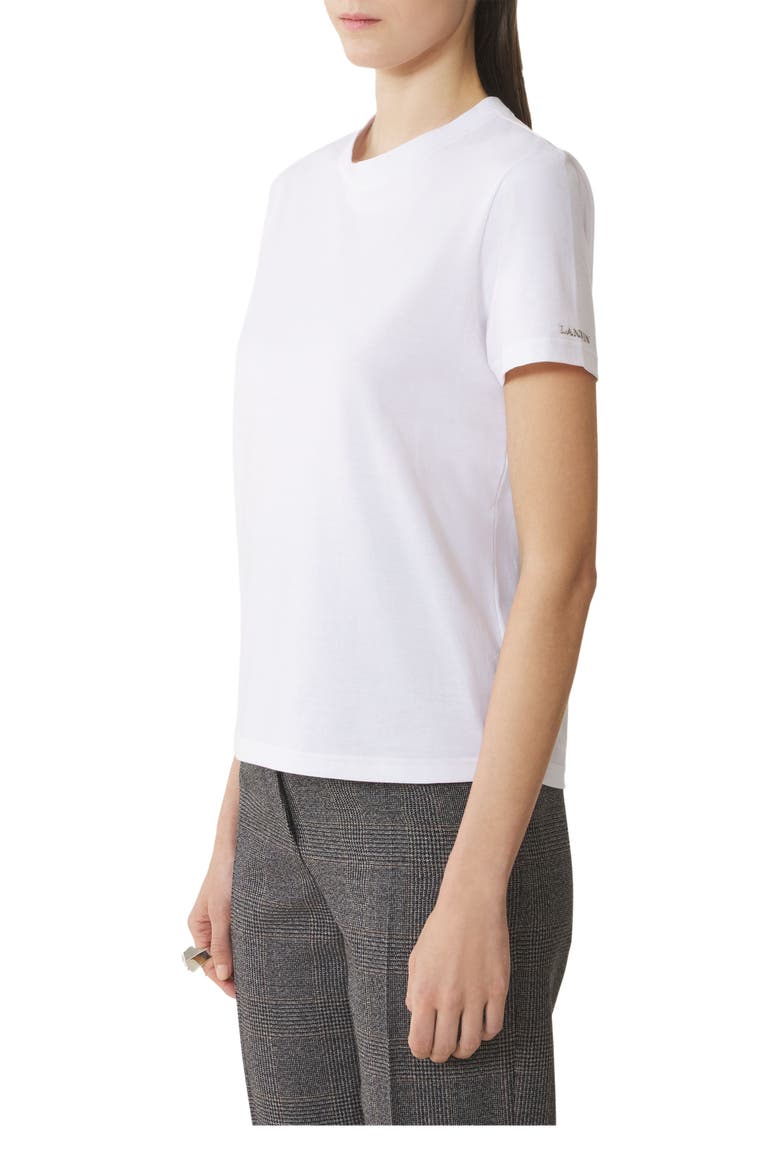 Cotton T-Shirt With Ribbon Detail, Alternate, color, Optic White