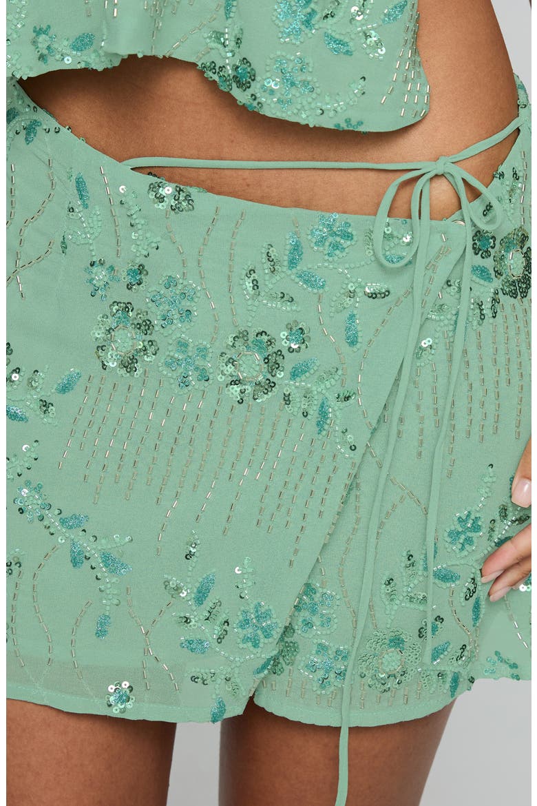 What A Coincidence Beaded Miniskirt, Alternate, color, TEAL