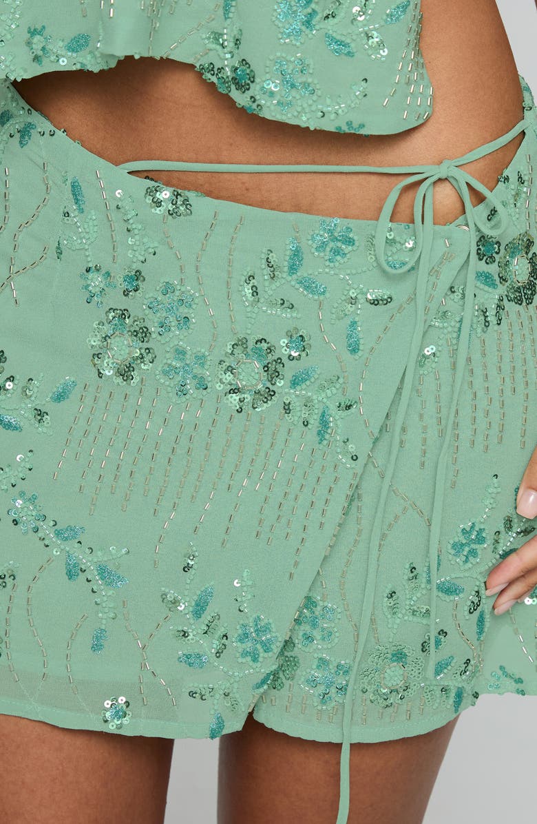 Princess Polly What A Coincidence Beaded Miniskirt, Alternate, color, Teal