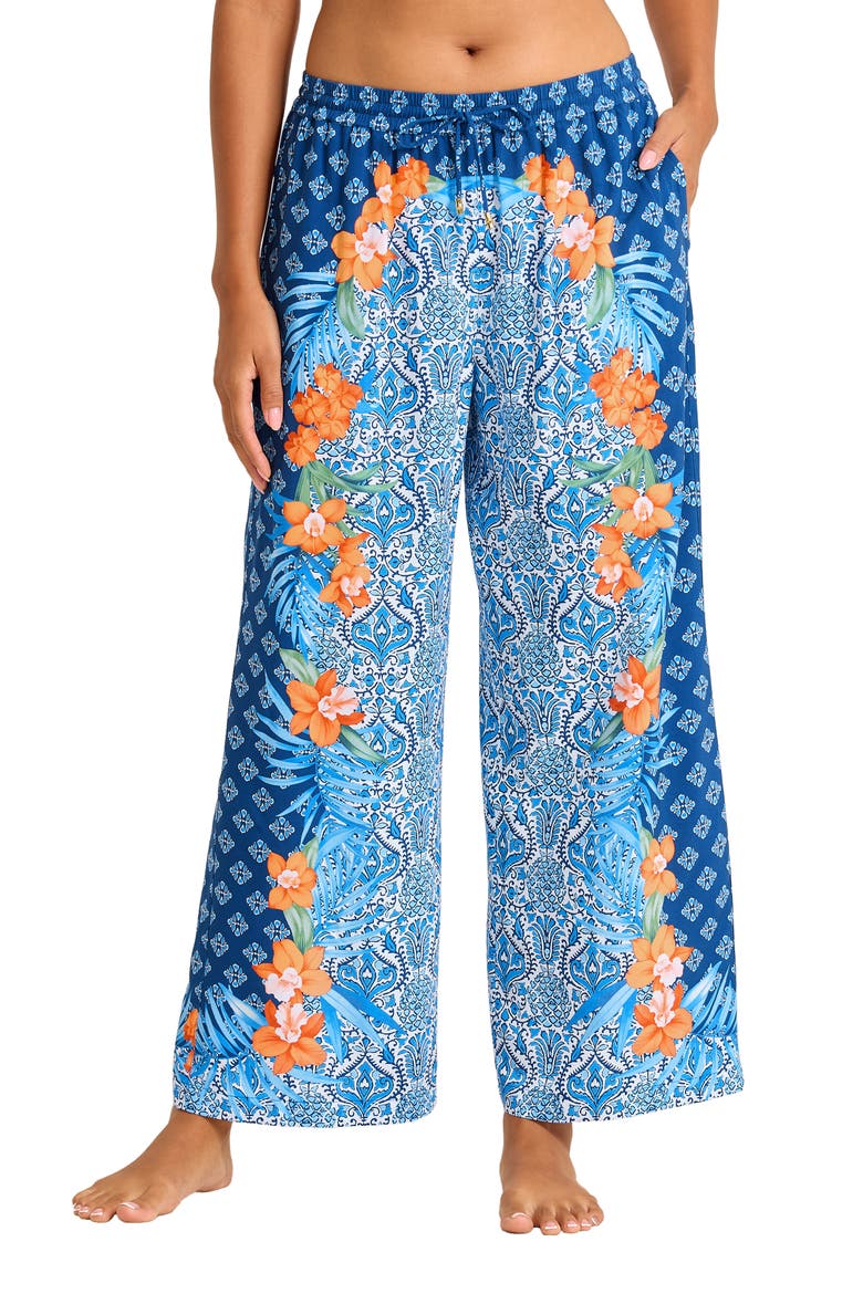 Goa Tropical Cover-Up Pants, Main, color, INDIGO TIDE