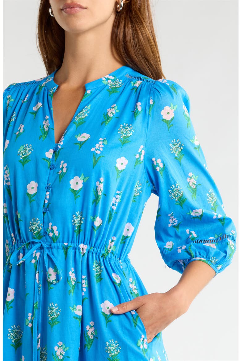 Jazleen Floral Print Midi Dress, Alternate, color, BLUE-WHITE-GREEN