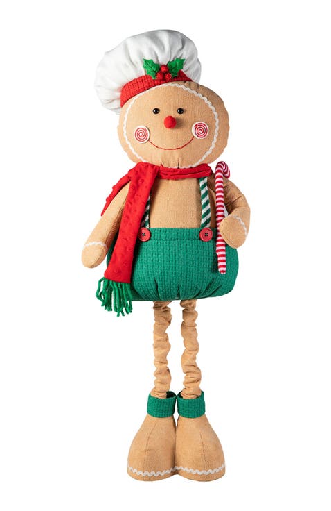 39"/26"H Telescoped Fabric Christmas Gingerbreadman Standing Decor