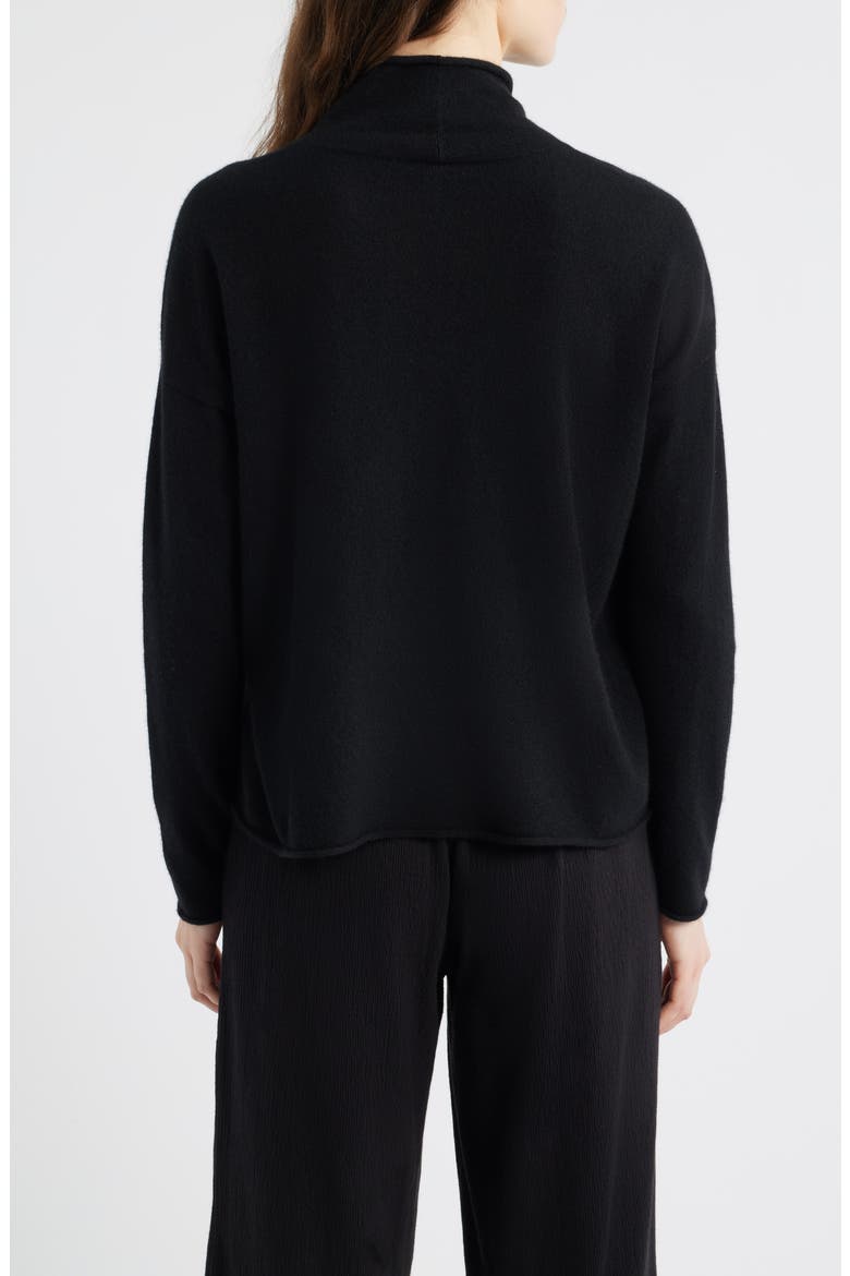 Turtleneck Cashmere Sweater, Alternate, color, BLACK