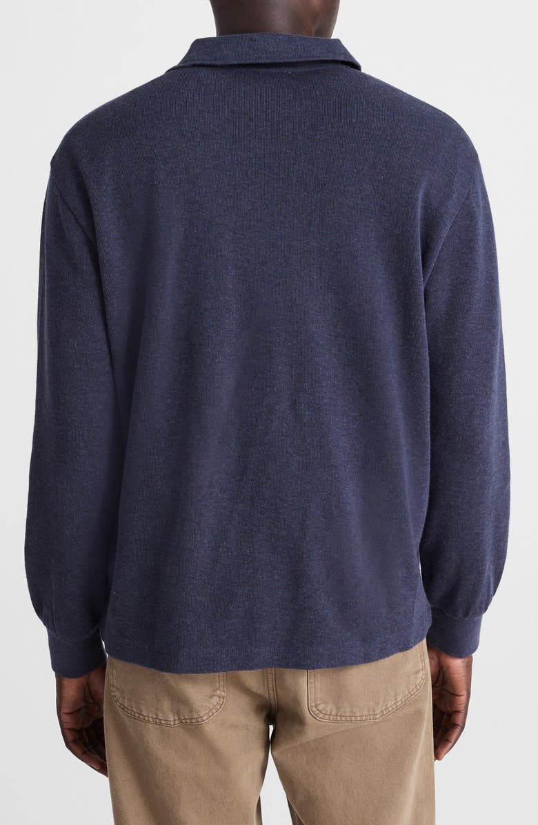 Madewell French Rib Long Sleeve Polo, Alternate, color, Heather Navy