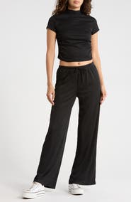 Madden Girl Funnel Neck Short Sleeve Top & Pants Set