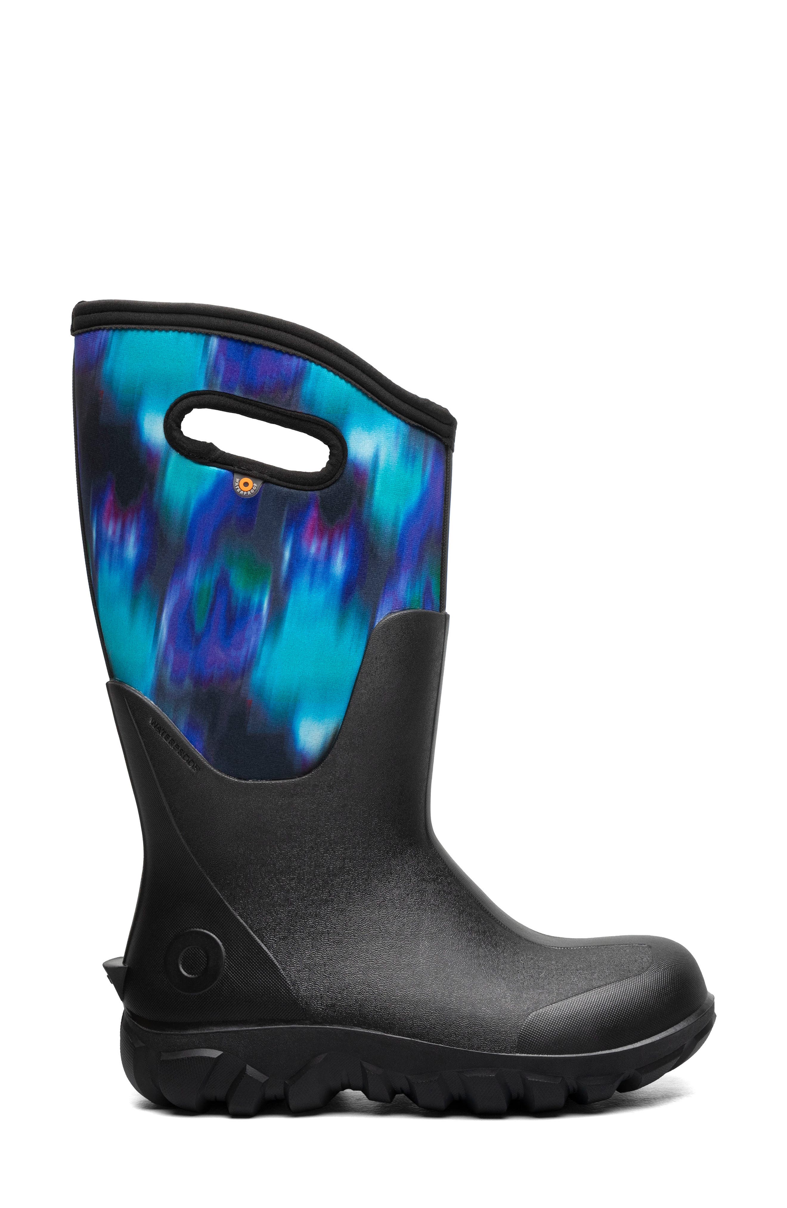 Bogs Classic Seamless Tall Rain Boot, Alternate, color, Black/ Blue Multi
