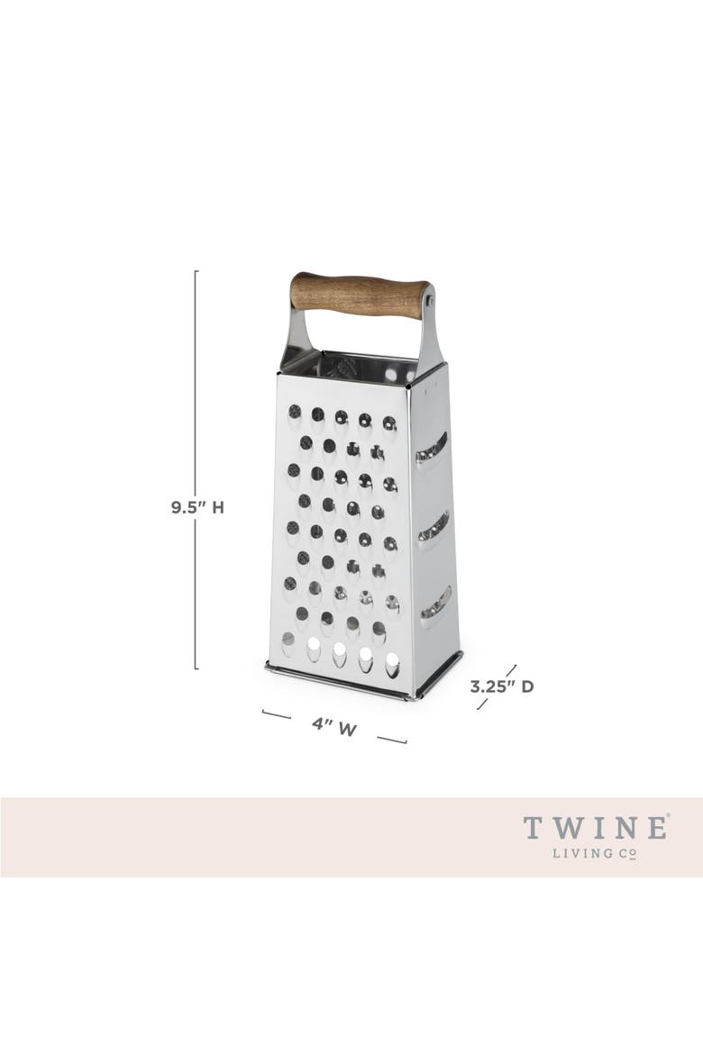 Acacia Wood Handled Cheese Grater, Alternate, color, Silver