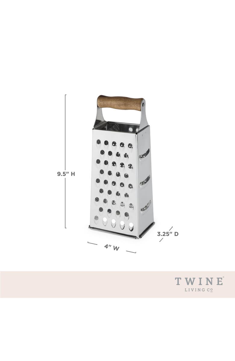 TWINE Acacia Wood Handled Cheese Grater, Alternate, color, Silver