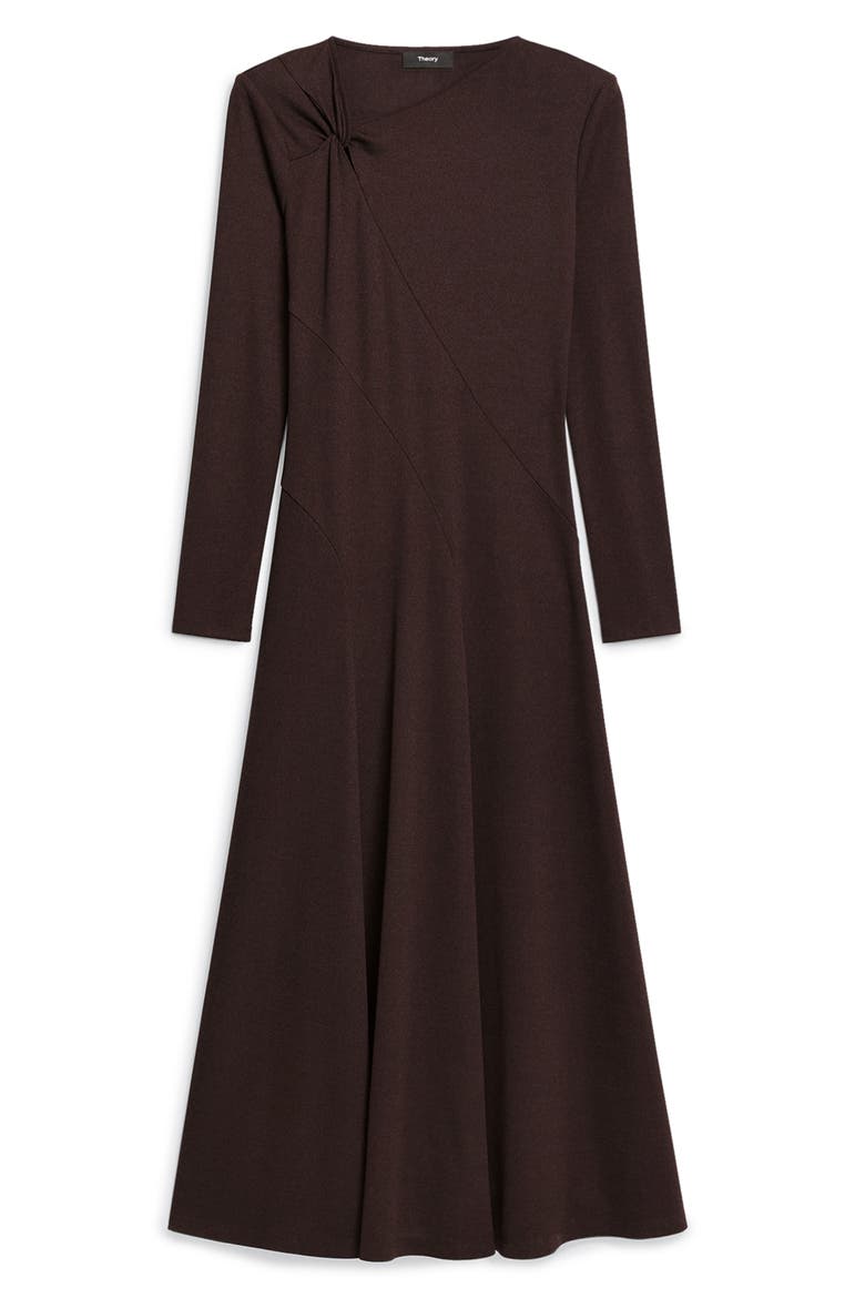 Long Sleeve A-Line Midi Dress, Alternate, color, CACAO