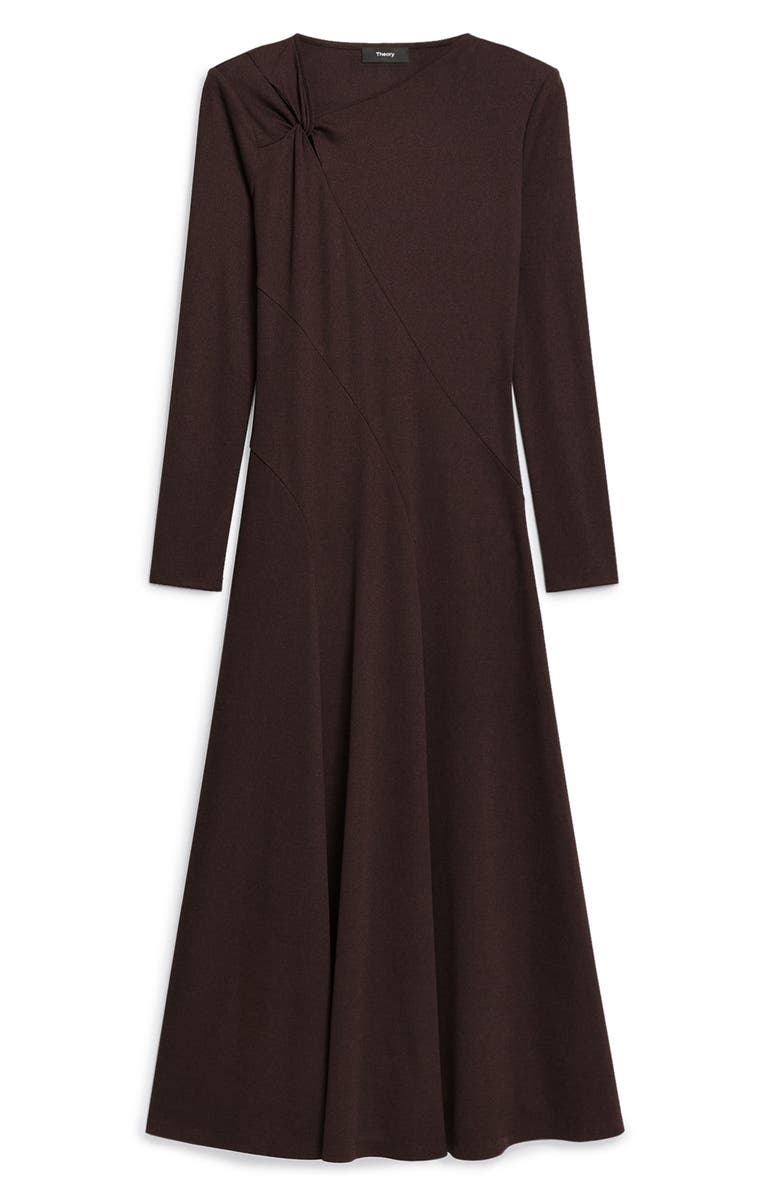 Theory Long Sleeve A-Line Midi Dress, Alternate, color, Cacao