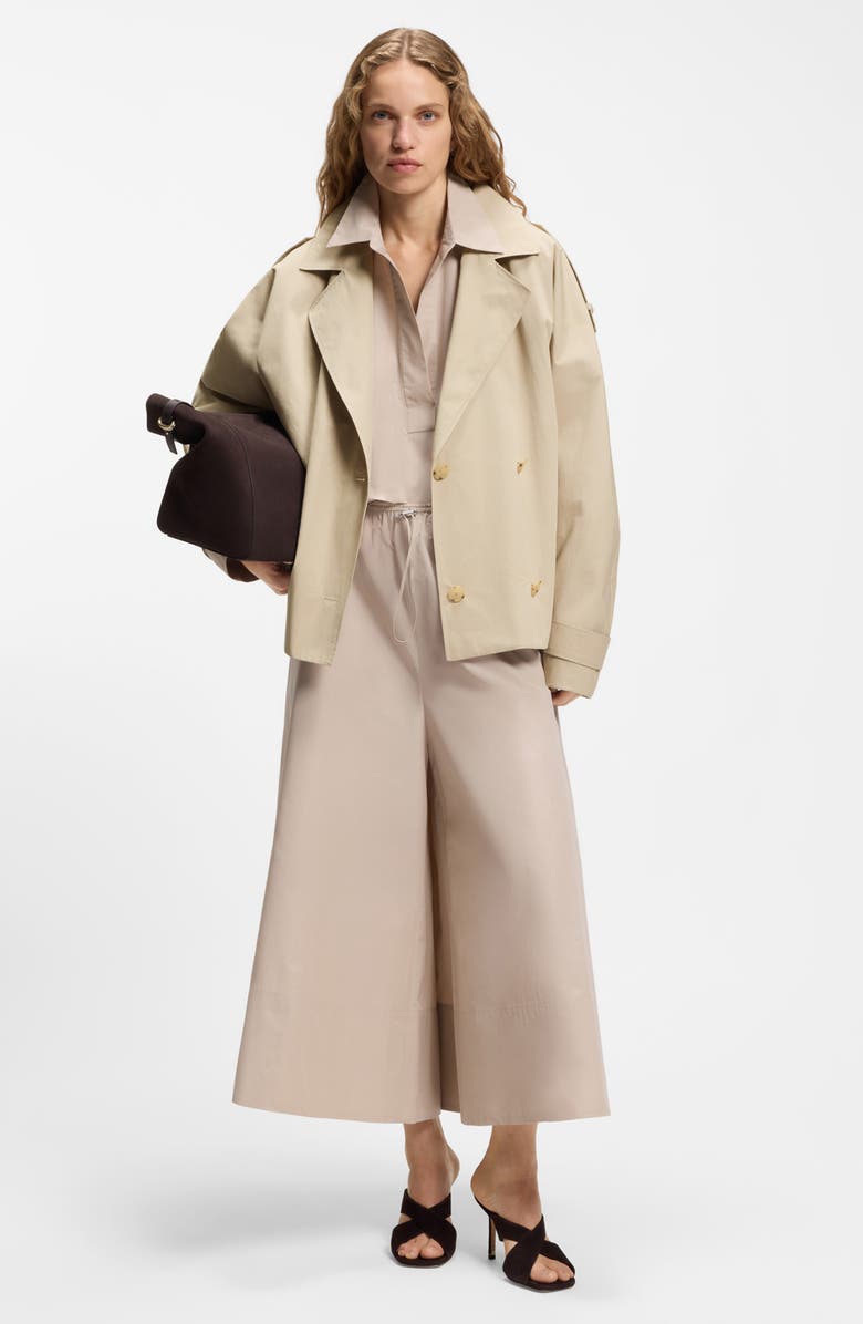 BOSS Cropped Cotton Trench Coat, Alternate, color, Pumice