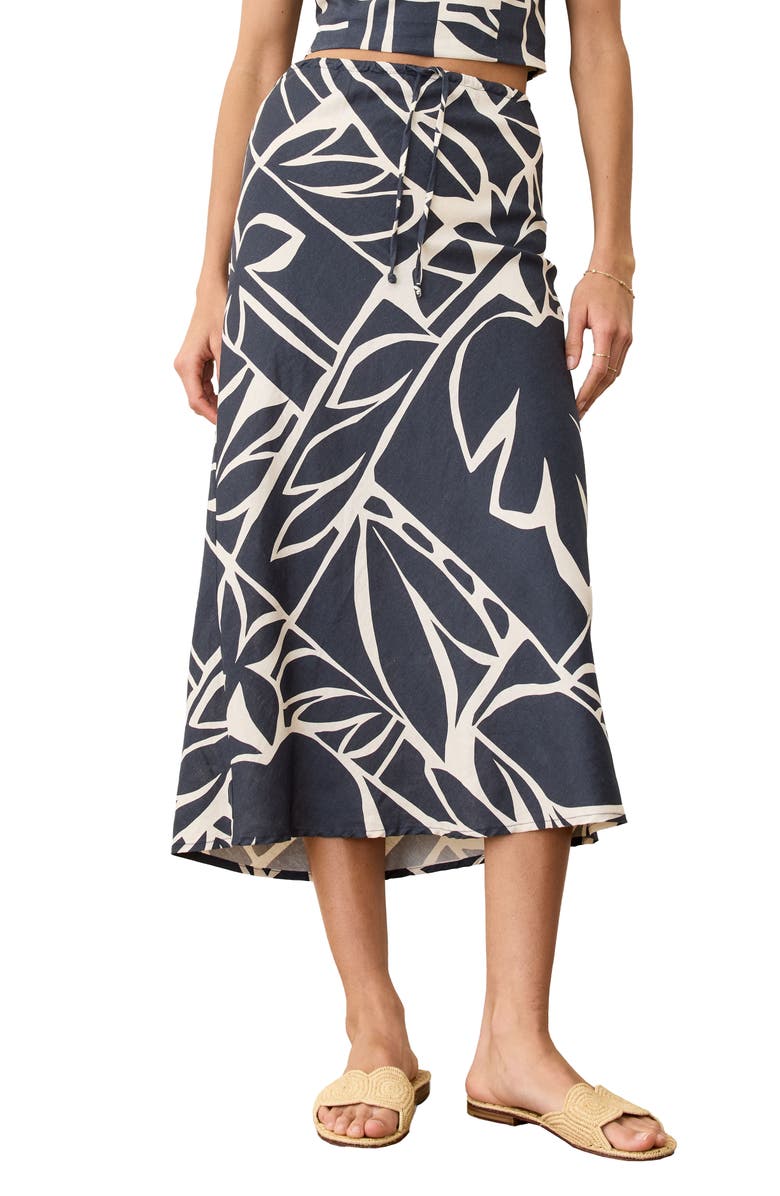 Marine Layer Avery Geo Print Drawstring Midi Skirt, Main, color, 