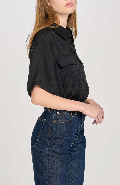 Wayf Daria Short Sleeve Button-up Shirt In Black