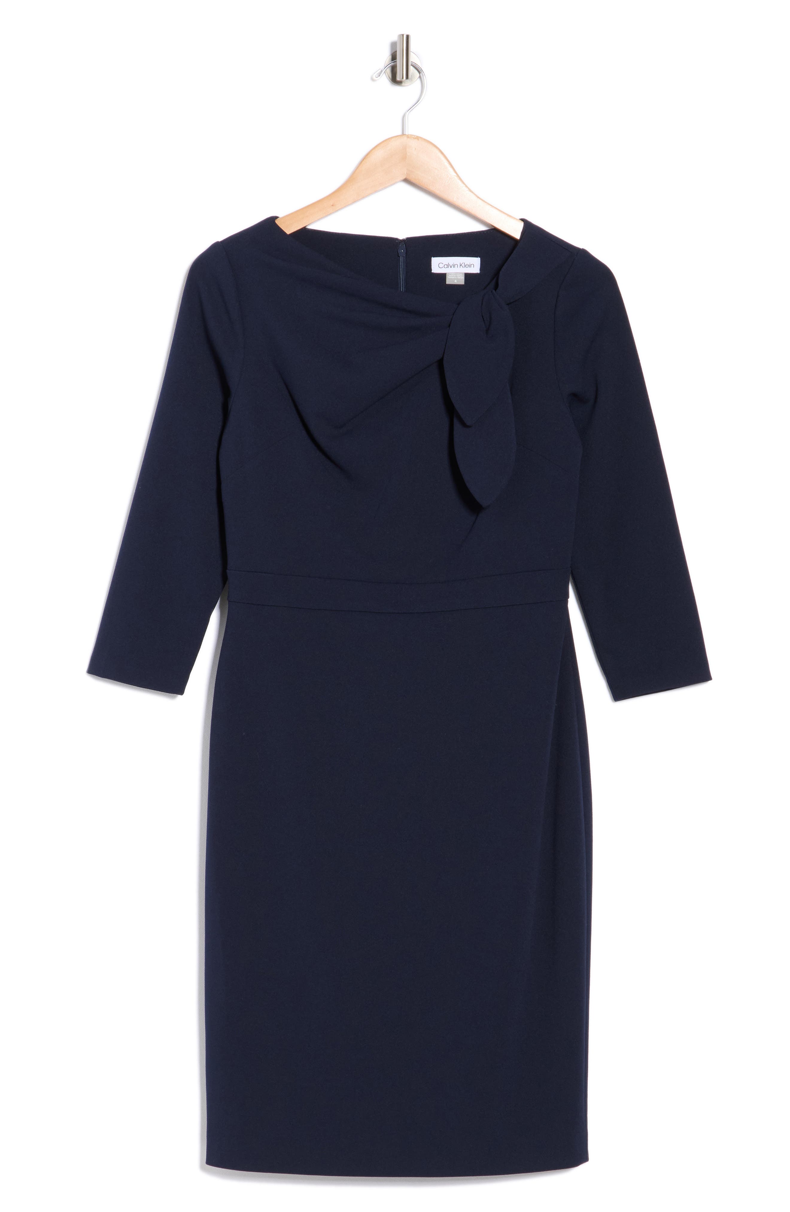 calvin klein navy blue dress | Dresses | Calvin Klein Satin Gown 6 it strikes the right balance between elegance and ease Calvin Klein Women's 3/4-Sleeve Sheath