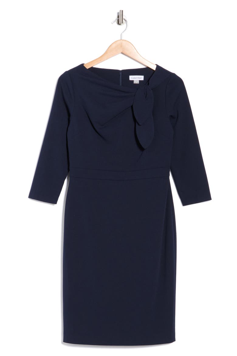 Side Bow Sheath Dress, Alternate, color, INDIGO