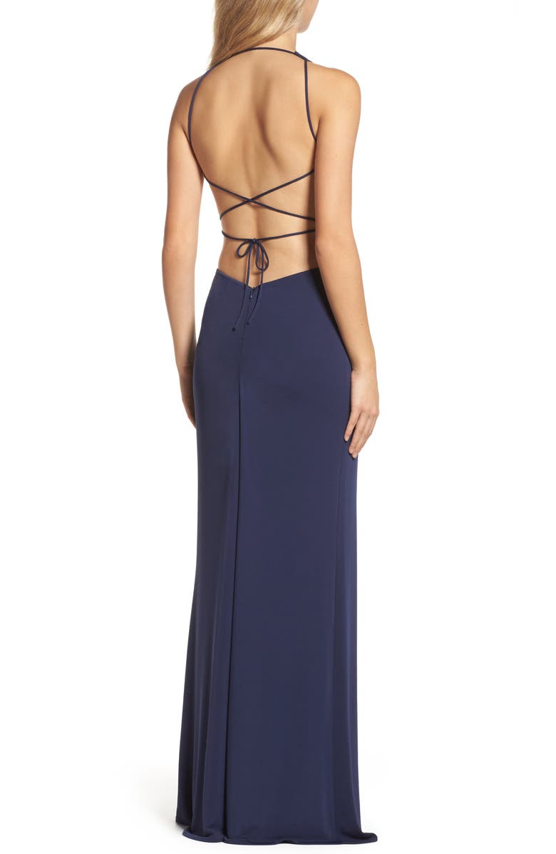 Maria Bianca Nero Amber Tie Back Gown, Alternate, color, 