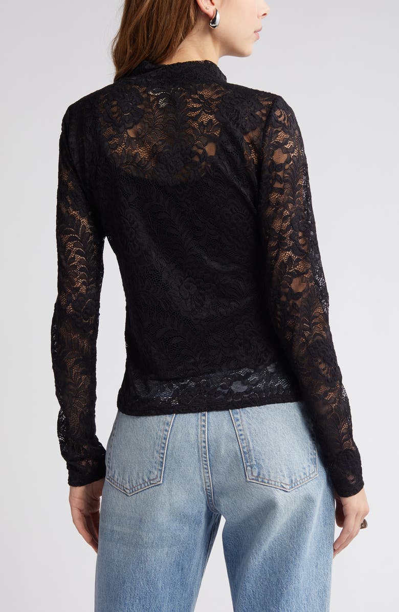 Open Edit Mock Neck Long Sleeve Lace Top, Alternate, color, 