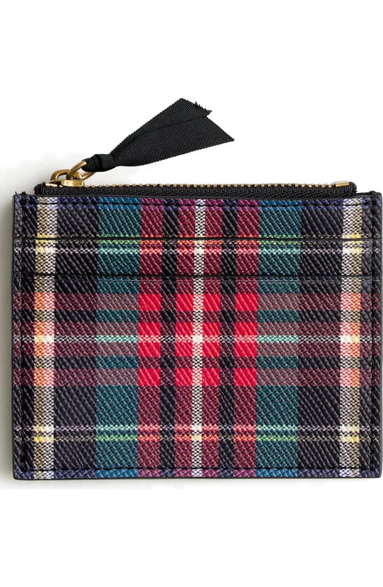 J.CREW FACTORY J.Crew Small Stewart Plaid Italian Leather Zip Wallet, Main, color,