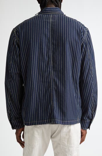 Double RL Johnston Stripe Cotton Twill Engineer Coat | Nordstrom