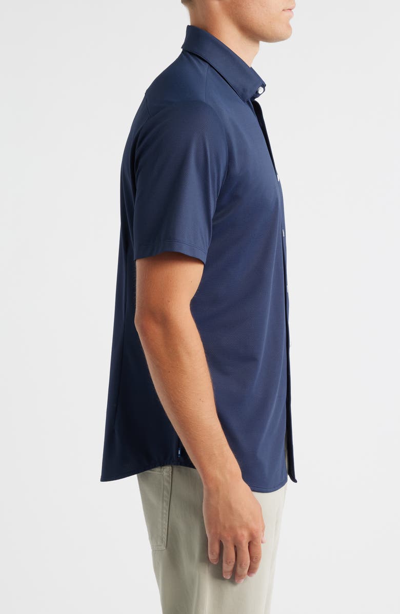 Mizzen+Main Halyard Trim Fit Short Sleeve Performance Button-Up Shirt, Alternate, color, Navy