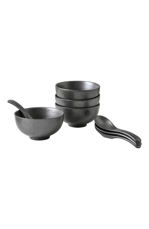 Stone Lain Valencia Porcelain 8-piece Bowl And Spoon Set In Gray